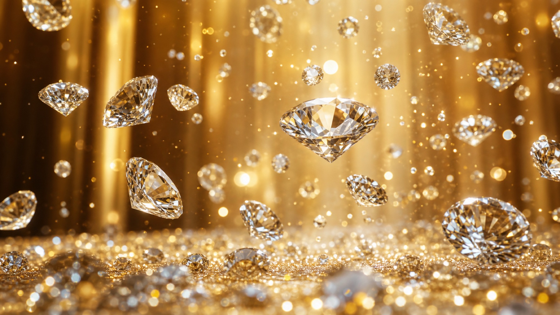 金色の光の中できらめくダイヤモンド